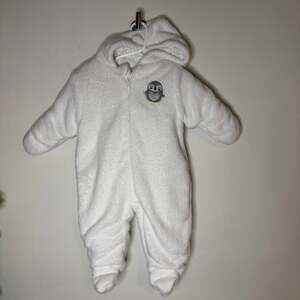 Little Wonders White Fuzzy Hooded Penguin Snowsuit Pram